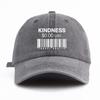1pc KINDNESS Print Washed Baseball Cap for Adults,Minimalist Retro Style Casual Soft Adjustable Dad Hat, Perfect As Gift