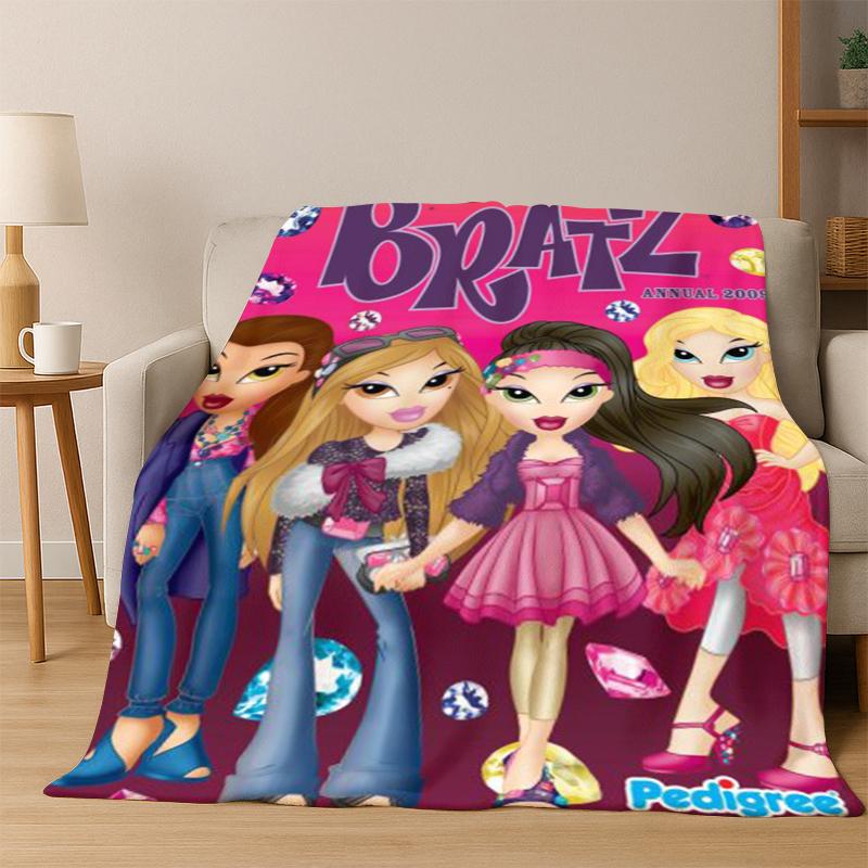 Cartoon Bratz Doll Cute Girl Flannel Blanket Soft Warm Blanket Throw Blanket for Bedroom Living Room Bed Travel Picnic Gift kid