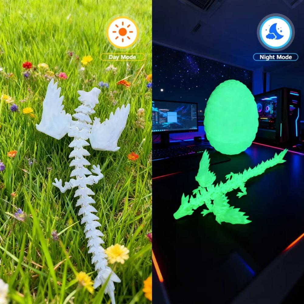 3D-gedruckter Drache Bunter Edelstein Drachenfiguren Bewegliches Gelenk Drehbar Gelenkige Drachen-Bastelarbeiten Schreibtisch Westliche Actionfigur