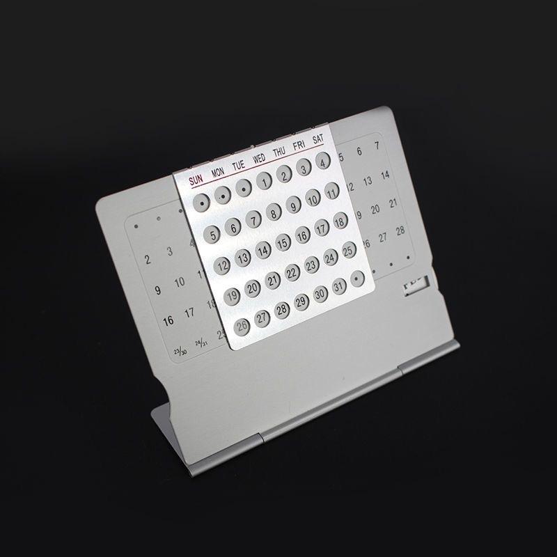 Perpetual Aluminum Ultra Thin Desk Calendar Bilingual English Chinese Custom Engravable Office Desktop Advertising Business Gift