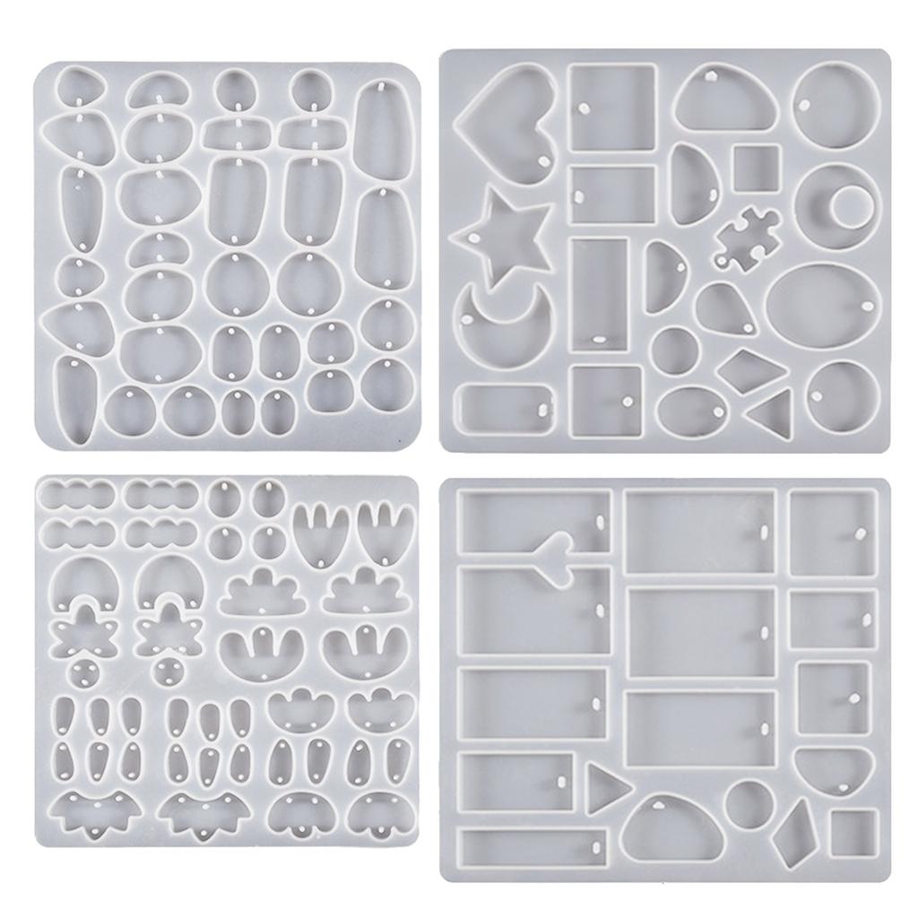 4Pcs Geometry Resin Earring Jewelry Casting Mold Silicone Pendant Mold Diy Crafts Mold Jewelry Crafts Supplies for Women