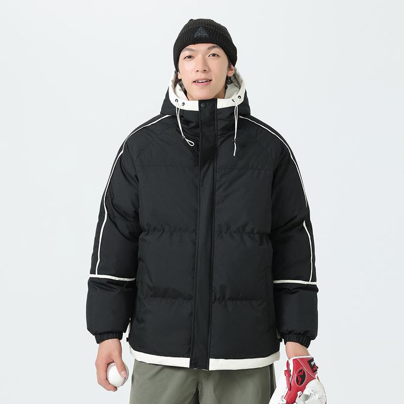 

Youth Korean version cotton clothes men s shoulder sleeves bread clothes student hooded cotton clothes couple casual loose 3XL чёрный