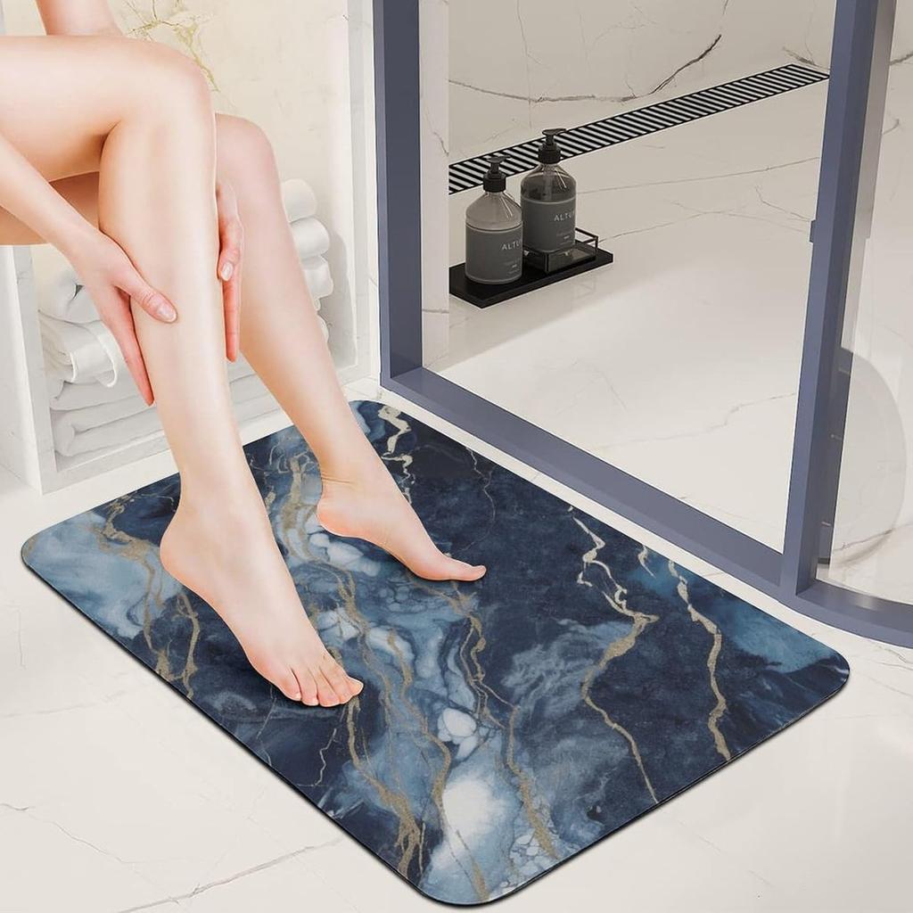 Marble Texture Diatom Mud Floor Mat for Household Bathrooms, Water-absorbing, Non-slip Foot Mat, Quick-drying, Stain-resistant Door Mat