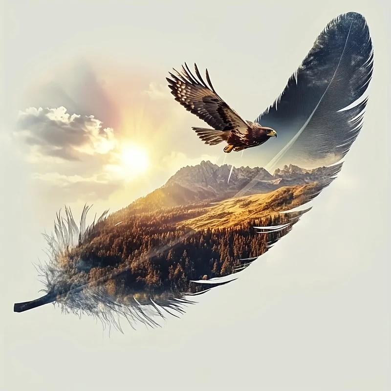 

Eagle and Heart Feather Car Sticker, Fun Waterproof Sticker for Cars, Trucks, Motorcycles, Walls, Windows, PVC Material 10cm-Longest Side