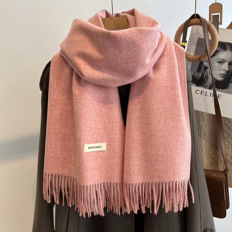 New Imitation Cashmere Scarf Winter Women's Versatile Cute Pink Scarf for Boyfriend and Girlfriend Gift Shawl