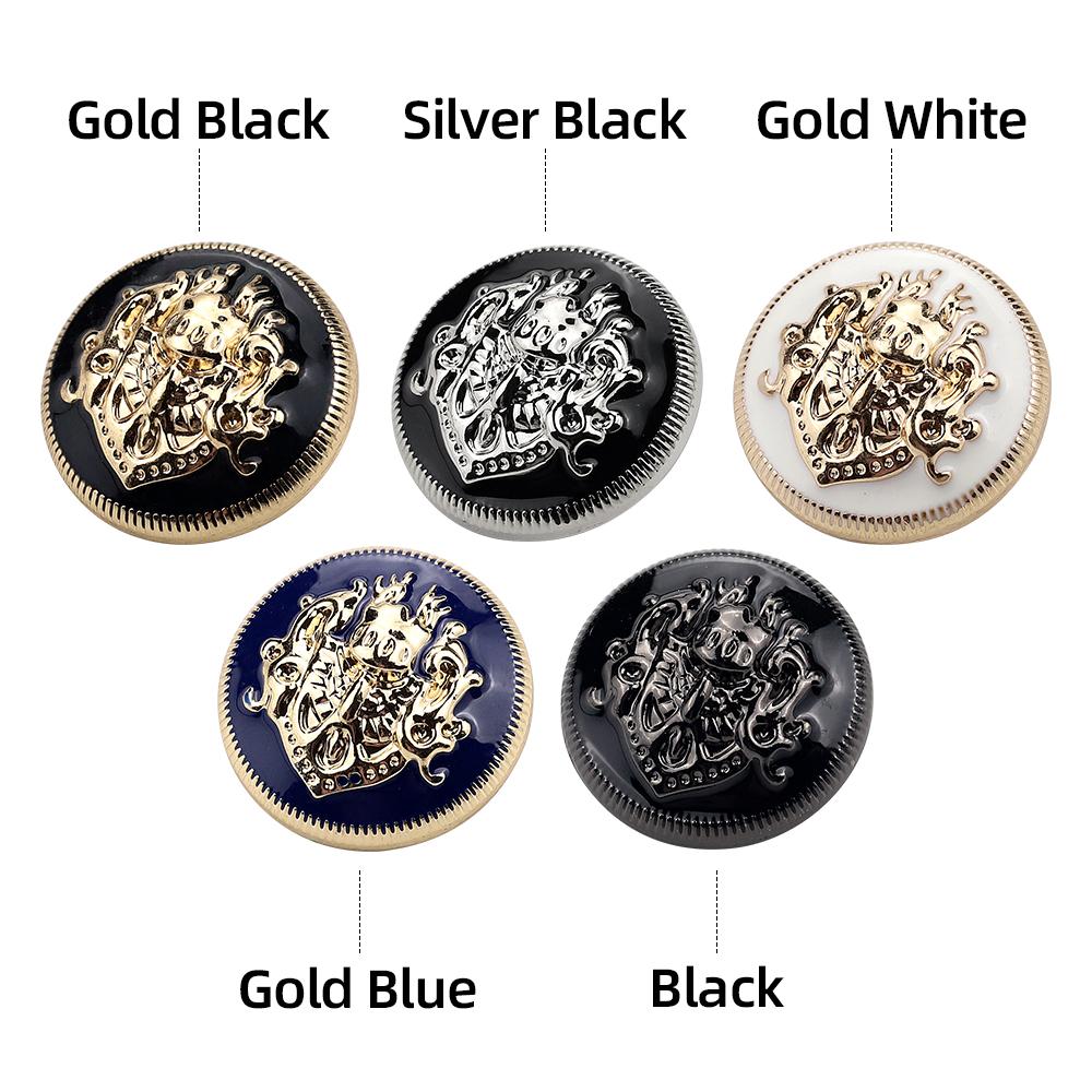 QJH 10Pcs Gold Vintage Antique Crown Metal Button Set for Sewing-Blazer/ Jacket/ Sport Coat/ Sweater/ Cardigan/ Uniform 10-28mm