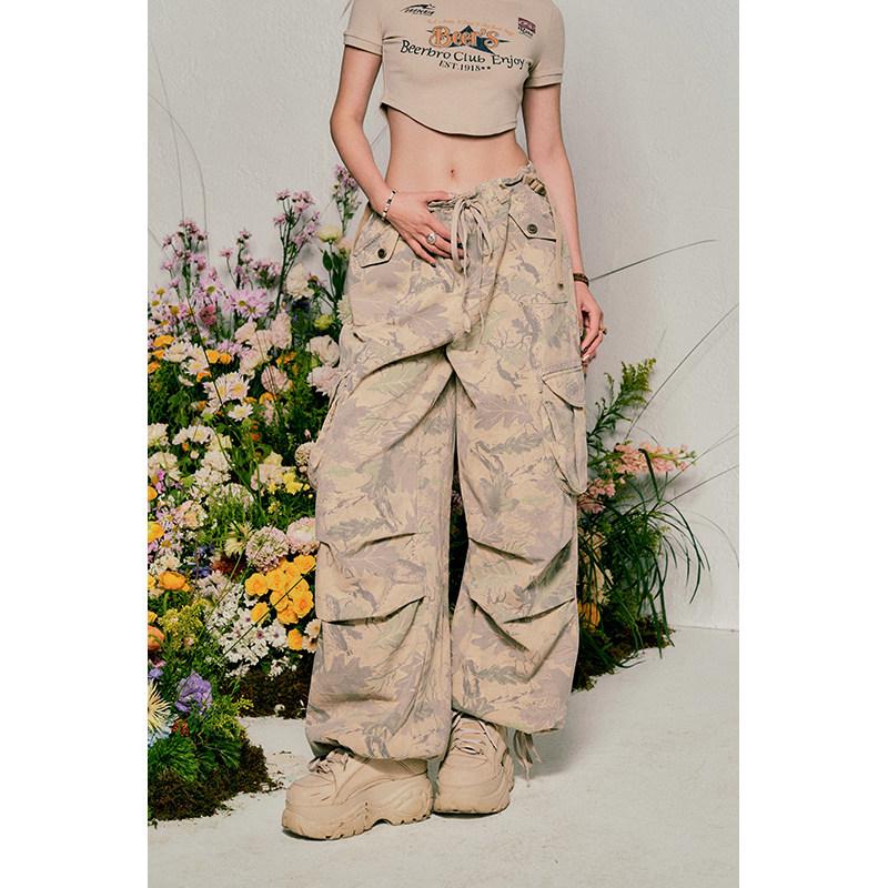 BeerBro Women s Spicy Girl Hip Hop Camouflage Joggers - Wide Leg, High Street Style Large