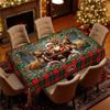 Christmas Table Atmosphere Layout, Santa Claus Elk Theme Tablecloth, Holiday Decoration Round Tablecloth