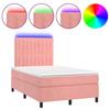 Vidaxl Continental Bed with Mattress and LED, Pink Velvet 120X200Cm