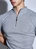 HENTLE Rib Half-Zip Body-Fit T-Shirt (Melange Gray)