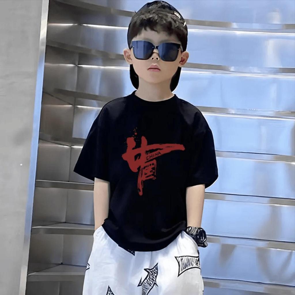 Boys' Trendy Korean Style Pure Cotton Short-Sleeve T-Shirt – Summer Clothing for Middle & Large Children