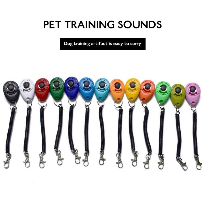 Adjustable Pet Trainer Pet Dog Training Dog Clicker Sound Key Chain And Wrist Strap Doggy Train Click
