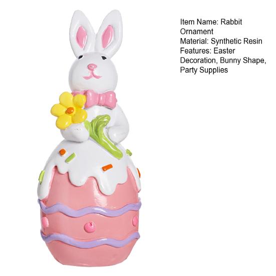 Easter Colorful Egg Bunny Figurine Hand-painted Flower Carrot Egg Rabbit Statue Decorative Animal Sculpture Spring Easter Party Decoration