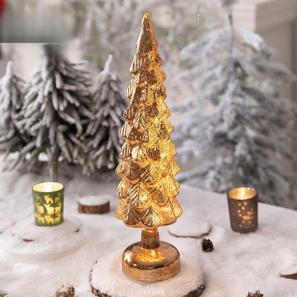 Lighted Tabletop Artificial Christmas Tree Decor Art Crafts Desktop Xmas Night Lamp