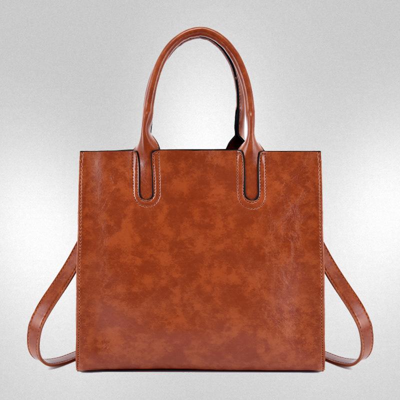 New Fashion Personalized Shoulder Handbag Oil Wax Leather Messenger Bag Fashion Mother and Child Three-piece Set