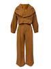 European & American Autumn/Winter Solid Color Wool Lapel Top & Casual Long Pants Set