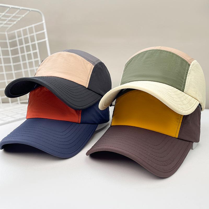Quick-drying sun hat children's summer thin breathable wide-brimmed sun protection peaked cap color matching baseball hat men