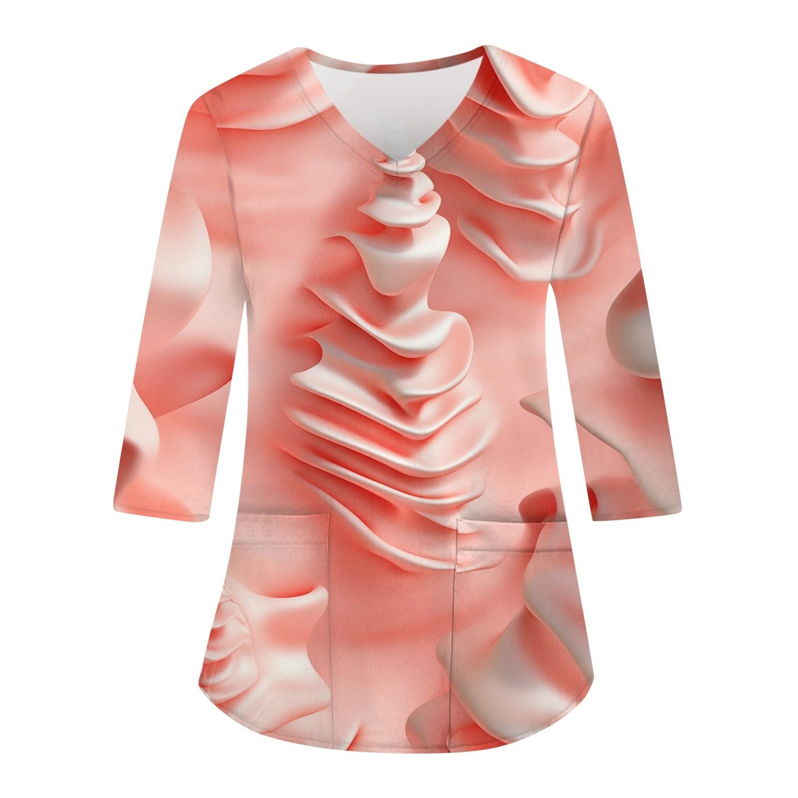 

Жіночий повсякденний різдвяний вільний V-подібний виріз із кишеньковим принтом і рукавами три чверті M