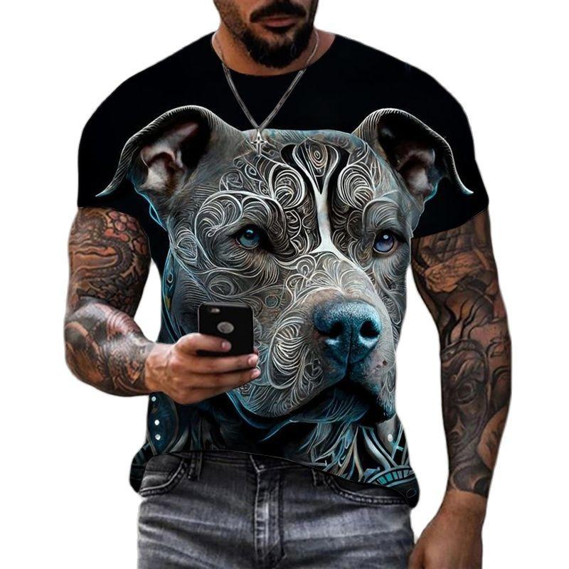 Tricou pentru bărbați Hip Hop Trend Harajuku Top Bulldog imprimeu Vară Tricou cu mânecă scurtă Casual O-gate Tricouri supradimensionate Îmbrăcăminte amuzantă