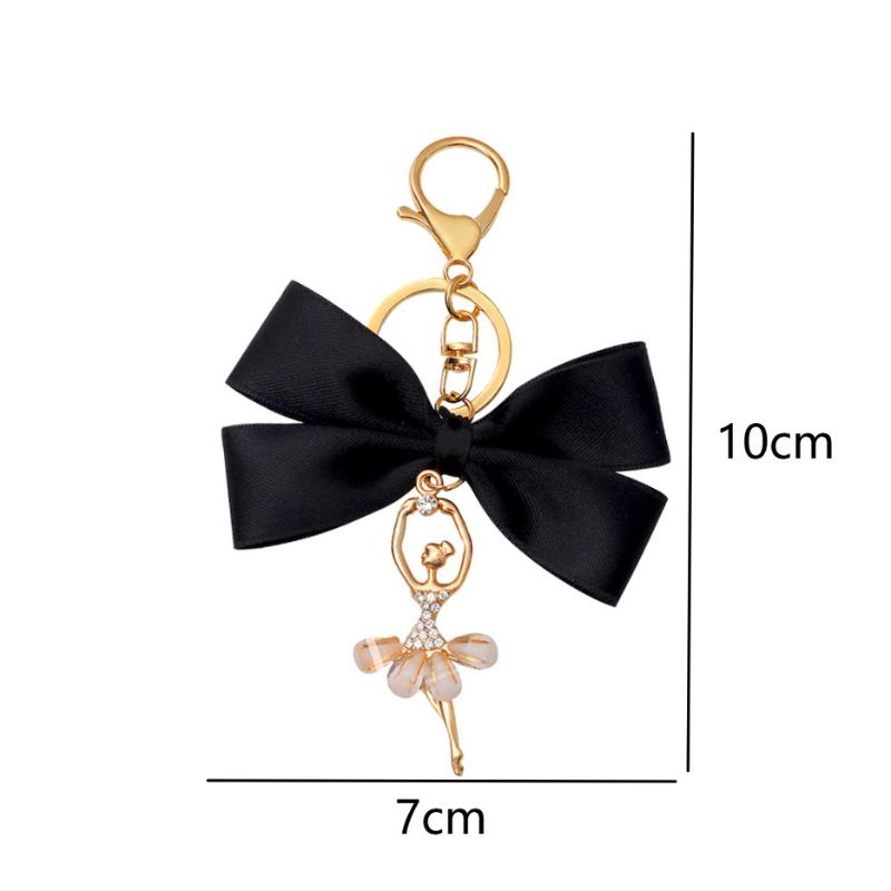 Big Bowtie Pendant Keychain Glittering Crystal Ballet Dancer Keyring Bag Hanging Decor Bridesmaid Gift for Wedding Guests