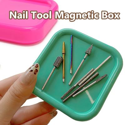 Magnetischer Nagelwerkzeug-Organizer, Aufbewahrungstablett für Nagelschleifköpfe, Katzenaugen-Magnet, Tragbarer magnetischer Nagelkunst-Behälter