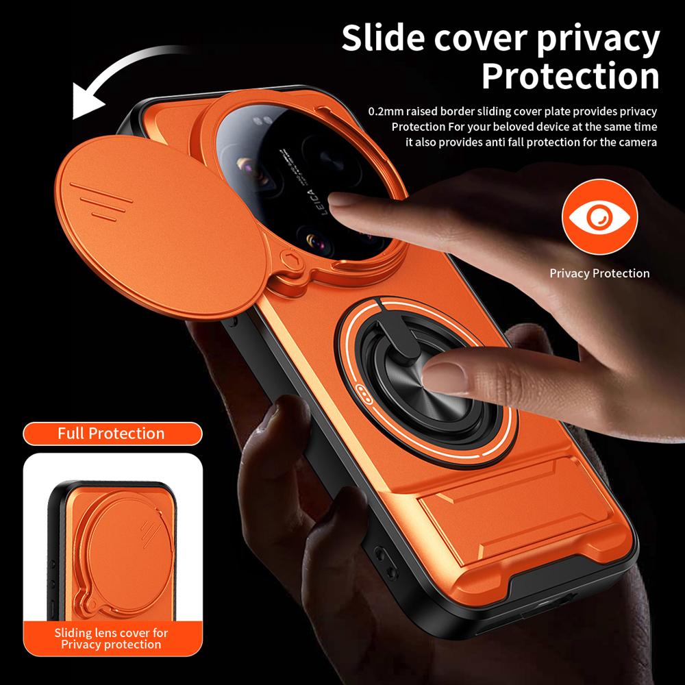 KEYSION Magnetic Phone Case for Xiaomi 17 Ultra 5G Slide Camera Lens Protection Upright Kickstand 360 Ring Shockproof Back Cover