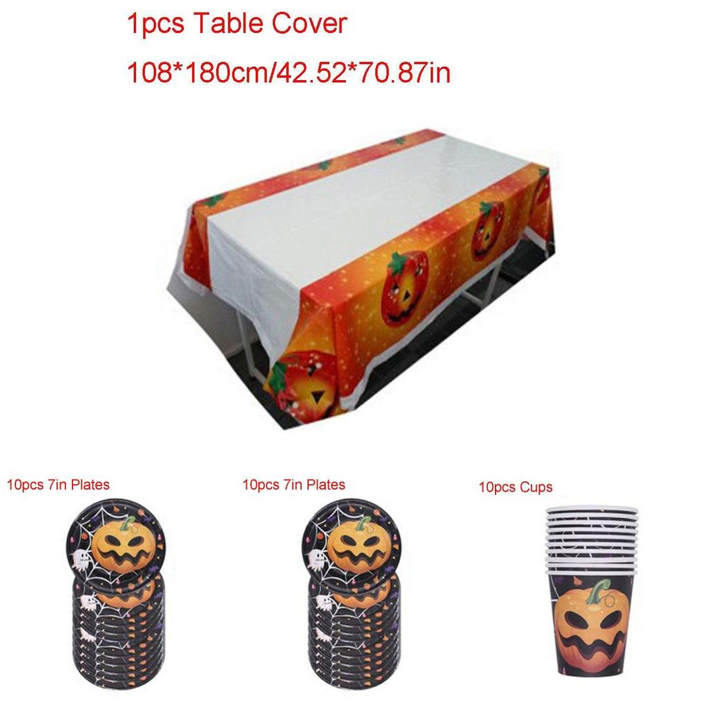 Halloween Party Decoration Supplies Including Pumpkin Tablecover And Straws**