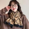 Red Scarf for Women Winter Gift Plaid Versatile Couple New Year and Christmas Knitted Wool High End Scarf