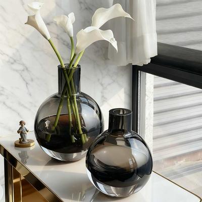 Transparent Glass Vase Geometric Circle Round Ball Flower Vase Terrarium Flower Arrangement Accessories Home Decoration