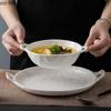 Double Ear Ceramic Soup Plate Fruit Dish Salad Bowl Dining Plates Sashimi Plate Serving Plates Sushi Dish Dessert Bowl Tray
