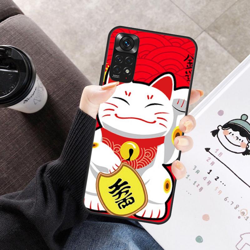 Japanese Lucky Cat Case For Xiaomi Redmi Note 11 10 9 8 12 Pro 10S 11S 12S Cover For Redmi 9 10 10A 9C 10C 12C
