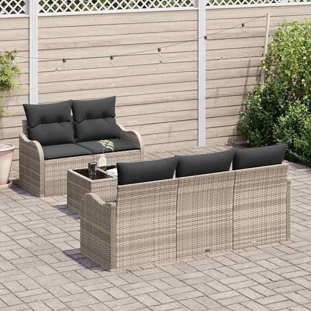 Garden Sofa Set Light Grey Poly Rattan