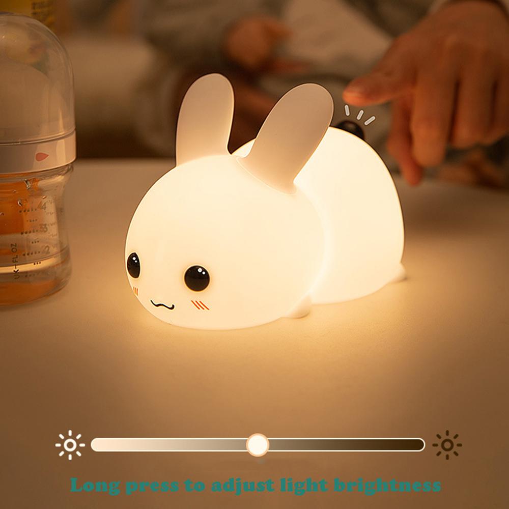 Silicone Rabbit NightLight,Tiger Patting Lights with Remote, Colorful Atmosphere Lamp, Children Kids Holiday Gift