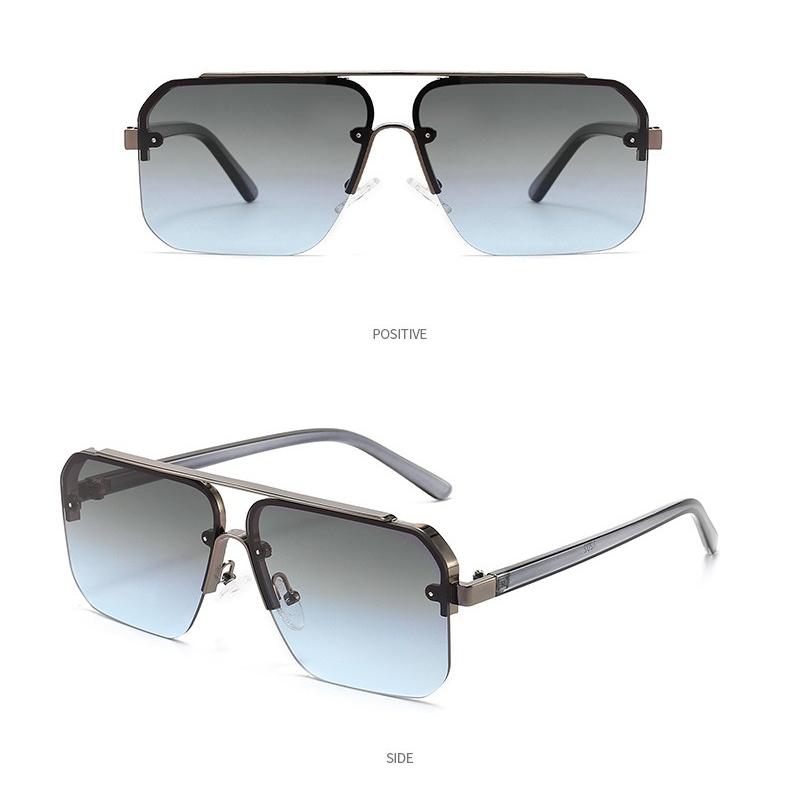 Men's sunglasses, new square metal sunglasses, women's sunscreen half-frame sunglasses.