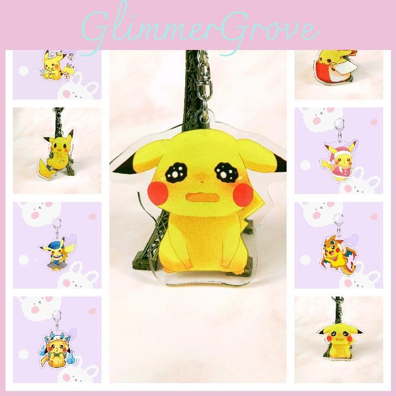 Pikachu Anime Keychain Laser Printed High-definition Acrylic For Decoration Gifts
