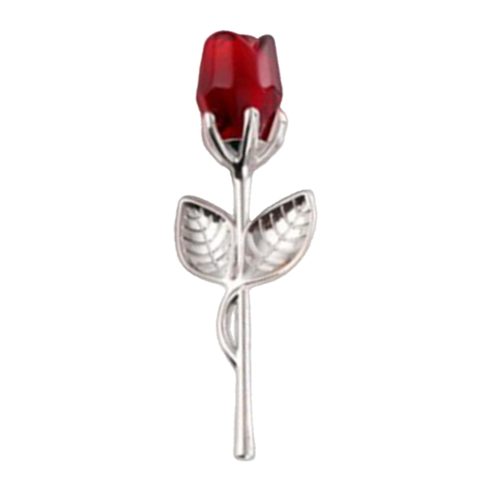 Crystal Rose Flower Ornaments Tabletop Glass Collectible Statues for Home Decor красный