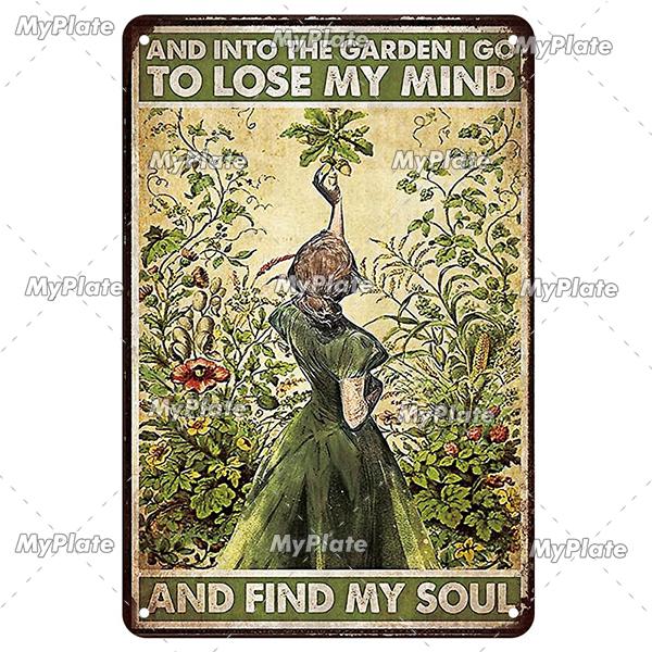 [MyPlate] Vintage Garden Retro Poster Plant Flowers Metal Sign Plate Tin Sign Wall Crafts Decor For Home Plaque Decoration Gift