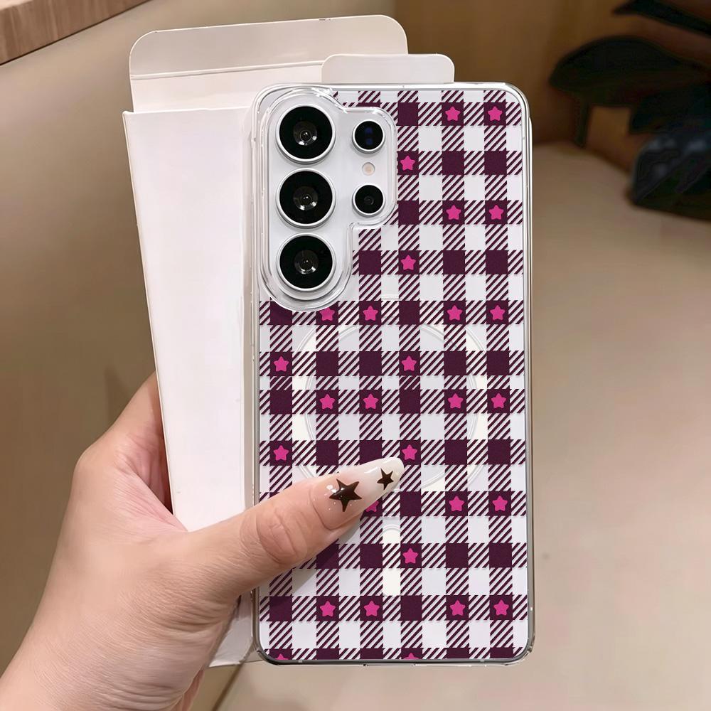 Colorful Line Grid Pattern Phone Case For Samsung A57 A37 A56 5g A16 A17 A07 A55 A54 A35 A26 S26 Ultra S25 S24 For Magsafe Cover