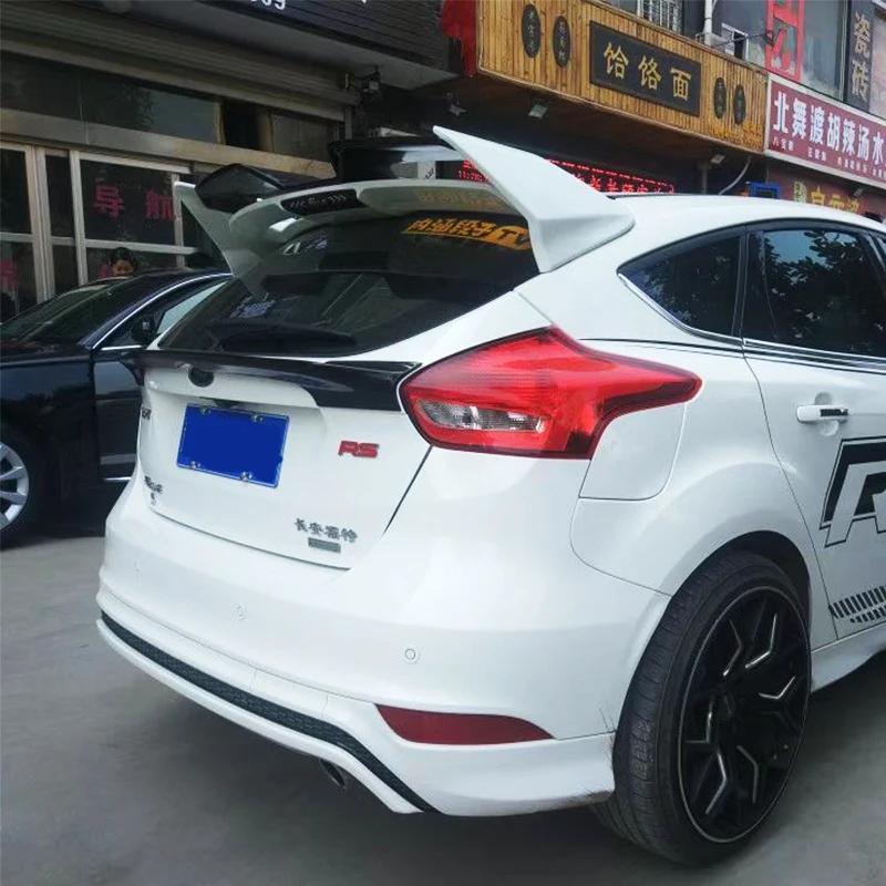 For Ford Focus RS ST 2012 2013 2014 2015 2016 2017 2018 3 PCS Glossy Black Carbon Fiber Look Spoiler Rear Window Roof Wing