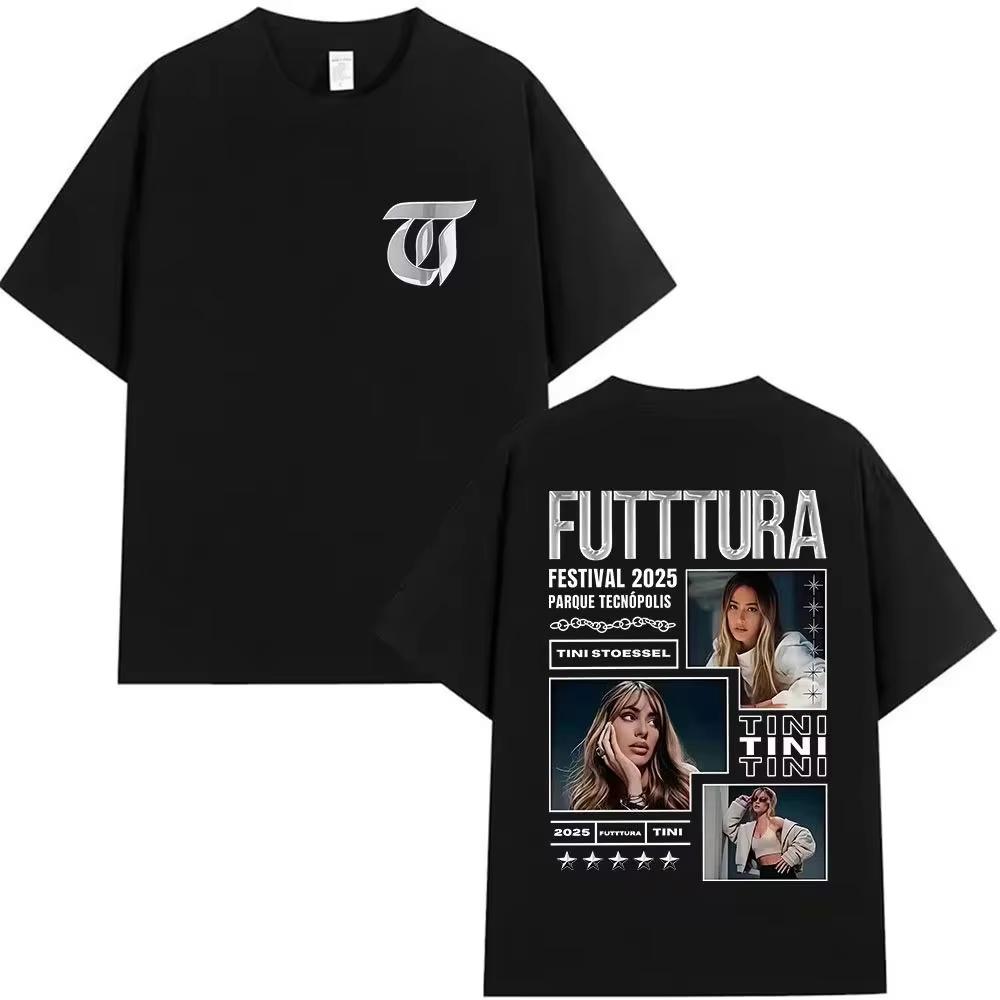 Hip Hop Pop Music Tops Singer Tini Stoessel Futtura Tour Album 2026 Tshirts Fashion Oversized Tshirt Print Cotton T Shirts