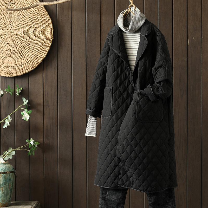 Warmth Women's Cotton Jaet Quilted Du Down Cotton Coat Medium Length Outerwear Commute Sle Single Button Closure Long