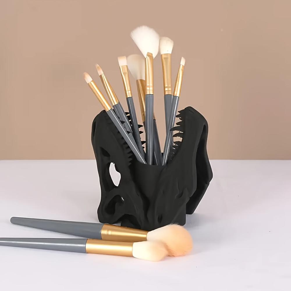3D Printed Skull Pen Holder, Dinosaur Skull Pen Holder and Makeup Brush Holder, Unique Desktop Storage Organizer Home Decoration
