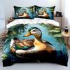 Colorful Duck Swimming In Pond Print Soft Comfortable Duvet Cover Bedding Set Included 1*Duvet Cover 2*Pillowcases for Gifts