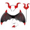 3Pcs/Set Demon Horn Hair Band Halloween Cosplay Props Demon Wings Set  Cosplay Event