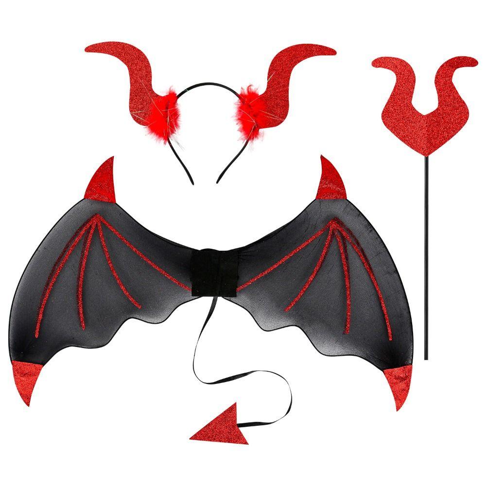 3Pcs/Set Demon Horn Hair Band Halloween Cosplay Props Demon Wings Set  Cosplay Event