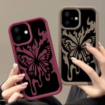 Para Capa iPhone 13 Padrão Borboleta Preta À Prova de Choque TPU Silicone Capa Mole Para iPhone 14 15 Pro Max 12 11 iPhone 16 Pro Max Funda