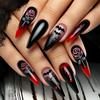 Elegant Fake Nail Halloween Party Accessory Glossy Pumpkin Art Lightweight Long Wear Nail Enhancement 24pcs/set