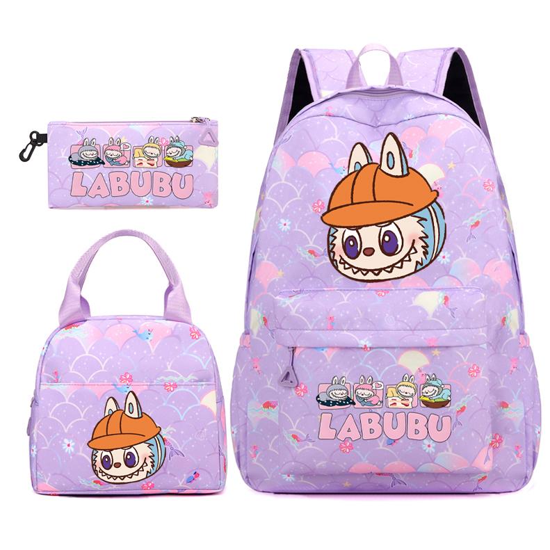 3Pcs/set Backpack for Girl School Teen Student Knapsack Women Rucksack with Lunch Bags Pencil Bag Fish Scale Style Bags
