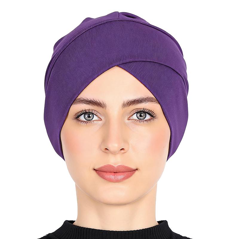 Solid Color Turban Ethnic Style Elastic Ribbon Head Scarf For Women Girls Beanie Hat Head Scarf Hair Accessories