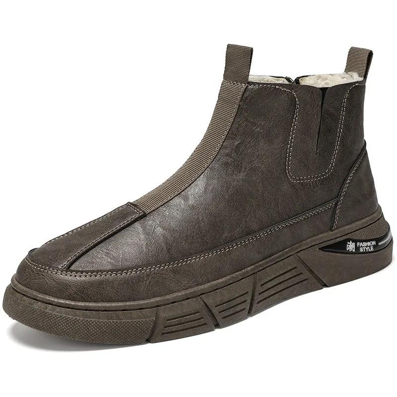 2025 Winter New Men's Boots Plush Warm Casual Men's Shoes Waterproof Sports Non Slip Snow Boots Cold Proof Outdoor Boots